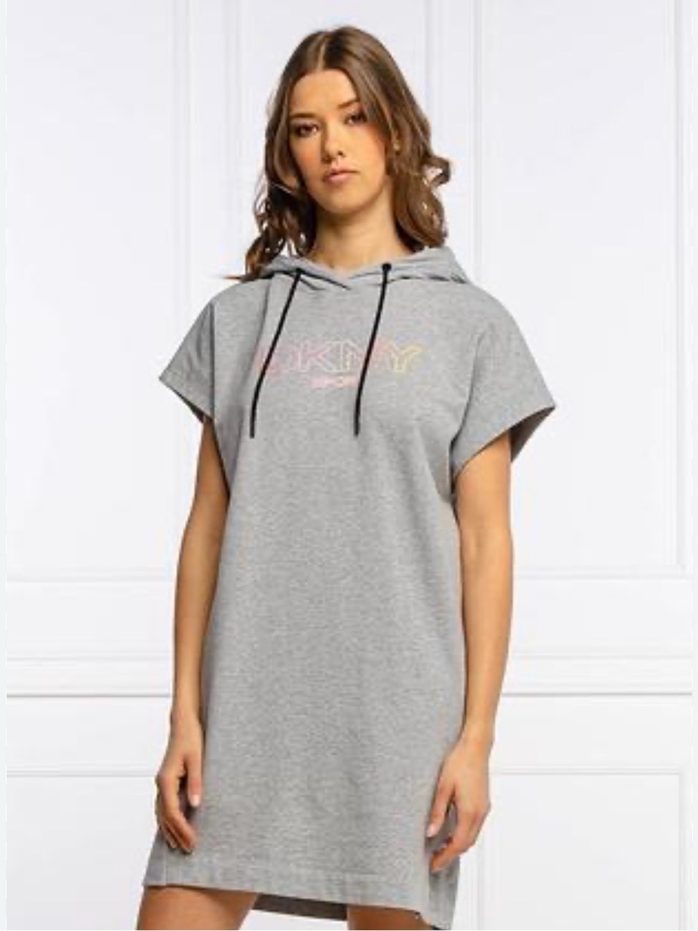 DKNY Grey Hooded Sweatshirt‎ Dress
 Short Sleeve Pullover